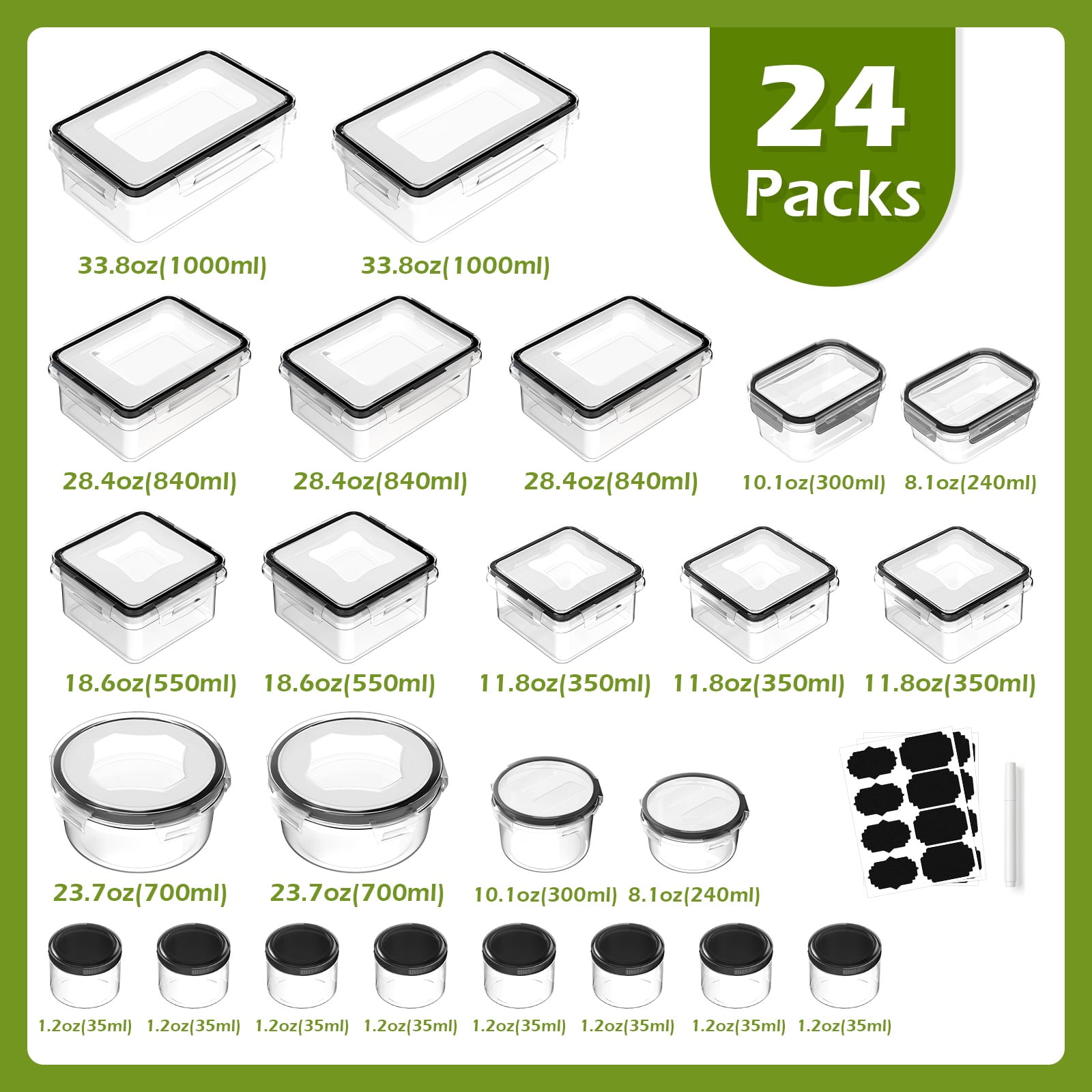 Food Storage Containers with Lids, 52 Piece Leak Proof Clear Plastic Food Container for Food, BPA-Free, Food Meal Storage Set, Meal Prep Container Stackable Containers, PP+Silicone