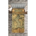 thumbnail image 3 of Ambesonne World Map Quilted Bedspread Set 2 Pcs, Retro Atlas Illustration, Twin Size, Sand Brown Slate Blue, 3 of 3