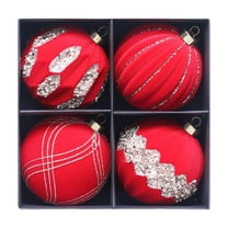 YHAJDS 4PCS Velvet Christmas Balls 10cm/3.93in Xmas Tree Ornaments Velvet Balls Shatterproof Xmas Bulbs Decorations Ball Sets Christmas Tree Hanging Balls for Wedding Holiday Party Decorations