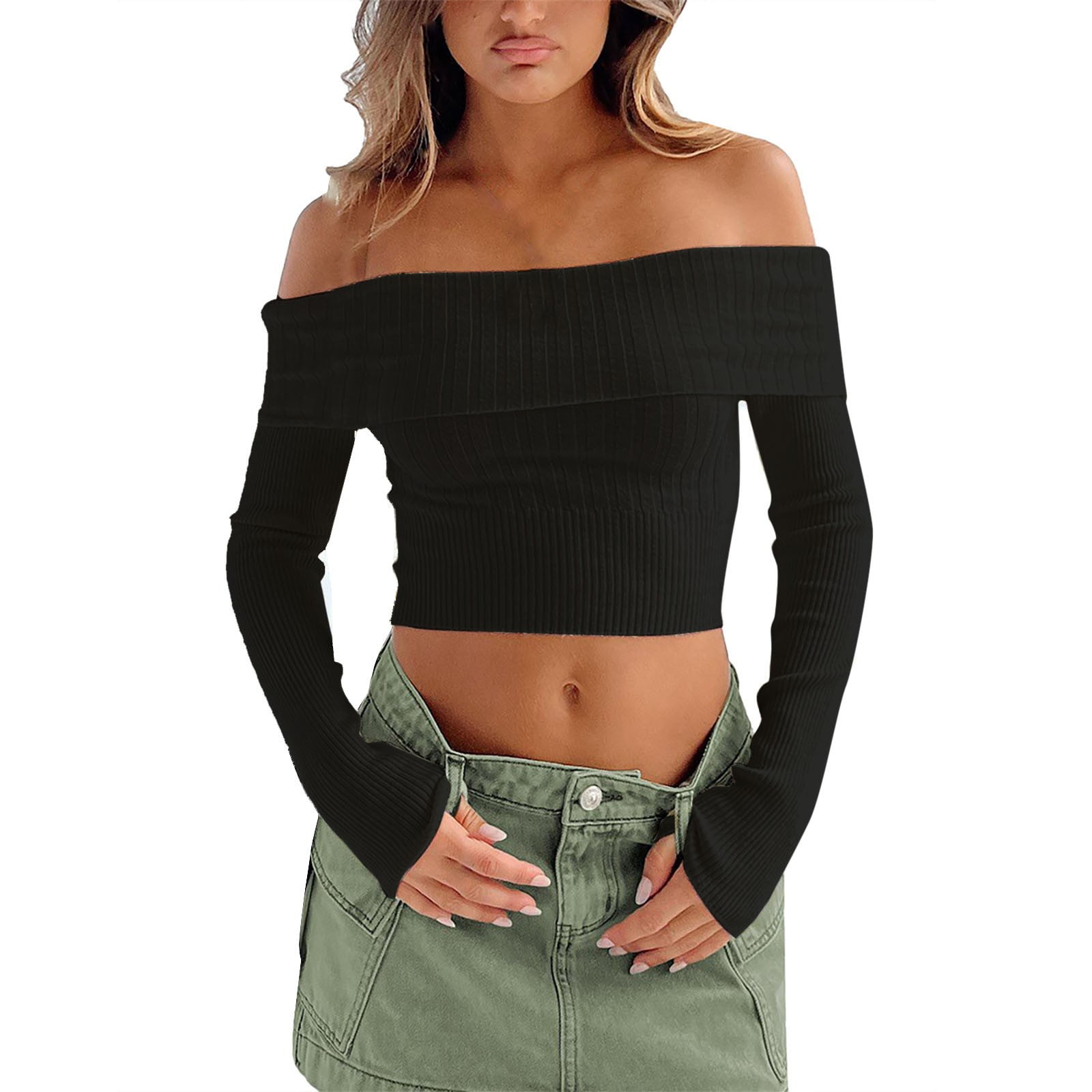 Crop top no shoulders hotsell