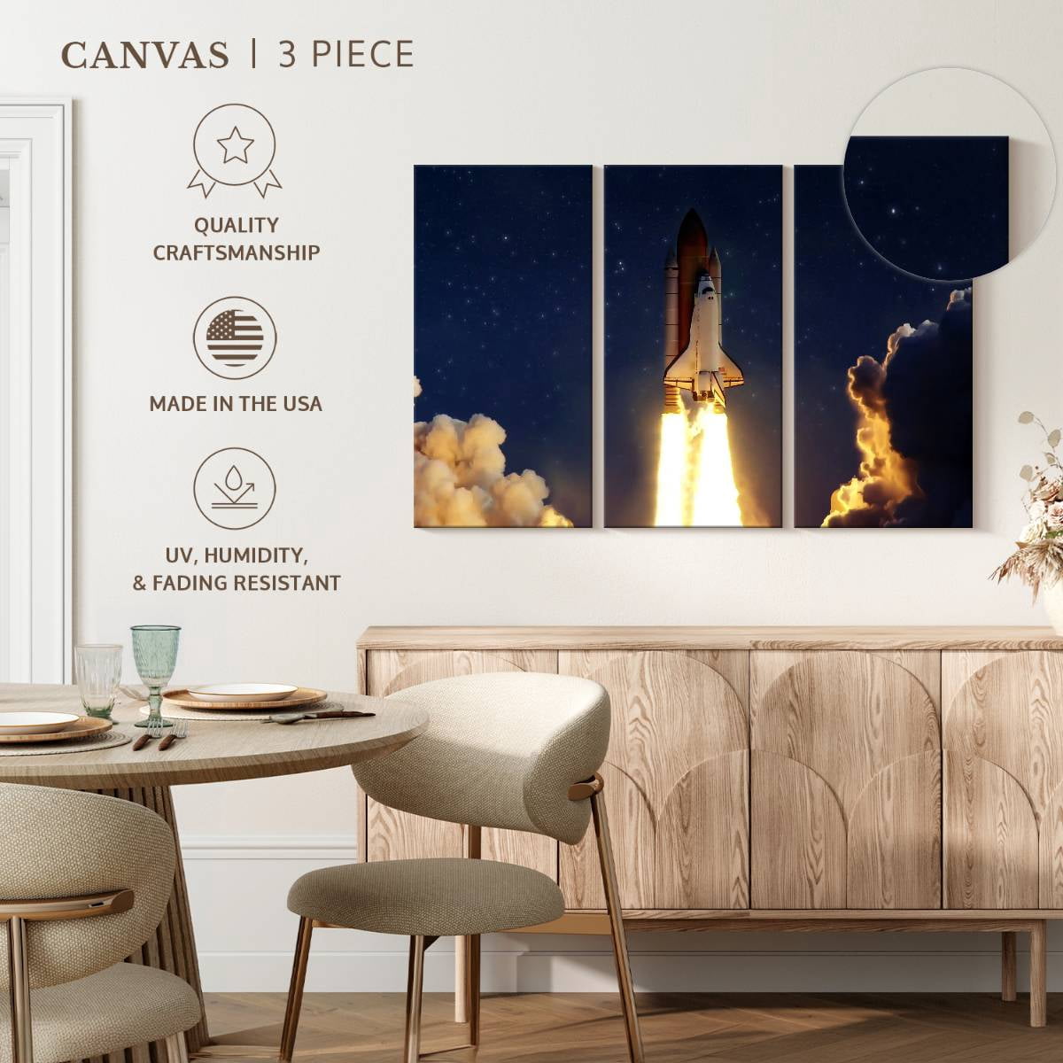 洋書 WALL ELEMENTS ART WALL Elephant Stock Rocket Launching Through Clouds Wall Art