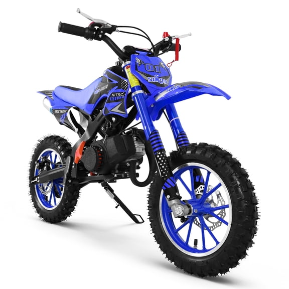 Gpower 49cc Gas Dirt Bike for Kids 615, 2Stroke Mini Motorcycle, 1.5L Fuel Tank, 1Seater, Blue