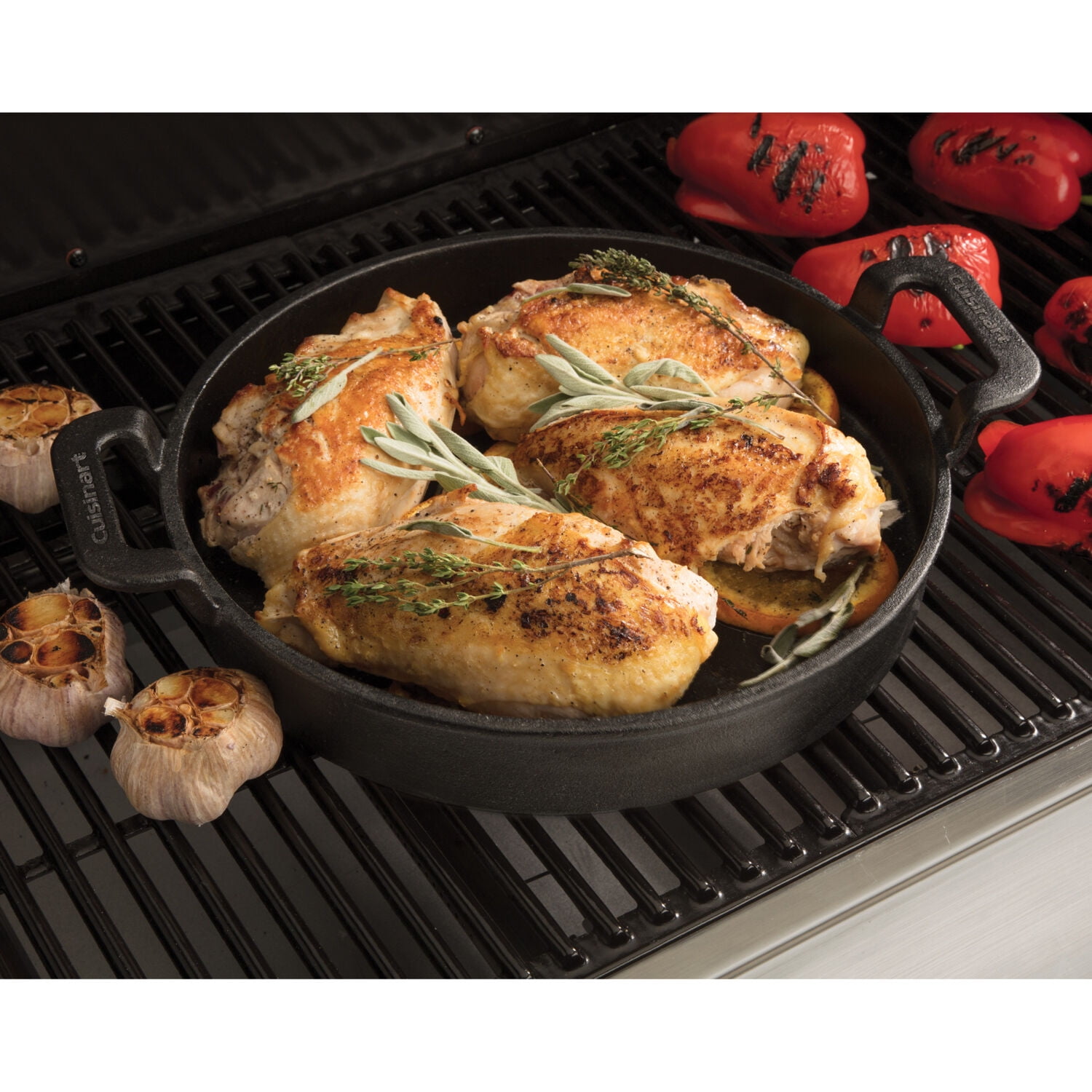 Cuisinart 10-In. Cast Iron Griddle Pan for Grill, Campfire, Stovetop, or Oven