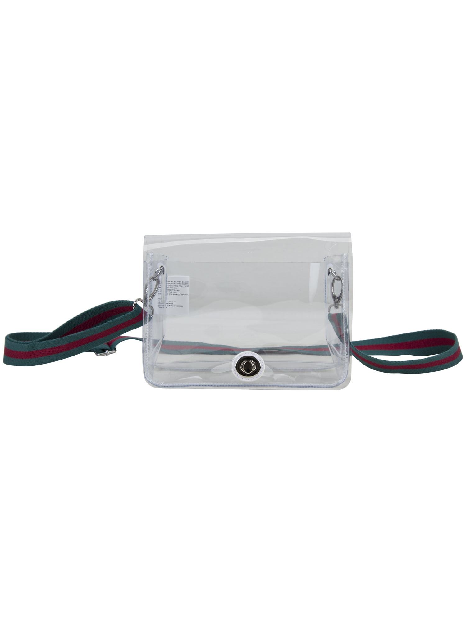 Eastsport Limited Micah Clear Crossbody with Webbing Strap, Red Green Stripe