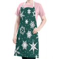 thumbnail image 5 of Green Christmas Snowflake Apron-Garden Aprons for Women with Pockets-Cotton Linen Waterproof Kitchen Cooking Gardening Aprons Adjustable for Kitchen,Cooking,BBQ and Salon 32"x27", 5 of 7