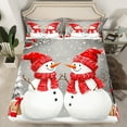 thumbnail image 2 of jejeloiu Cute Snowman Twin Sheet Sets,Pink Christmas Gifts Twin Fitted Sheet,Red White Flat Sheet For Girl Kids,Microfiber Bedroom Decor,3 Pieces, 2 of 7