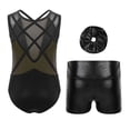 thumbnail image 2 of SiiRoh 2Pcs Gymnastics Leotard for Girls Sleeveless Tumbling Dance Biketard with Metallic Shorts Set Black&Gold 8, 2 of 4