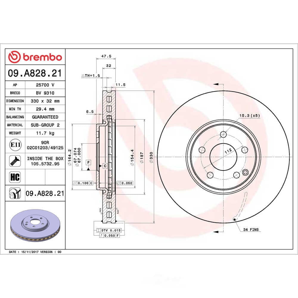 Brembo 09.A828.21 PRIME Disc Brake Rotor