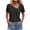 Black, variant on Women Button Down V Neck Short Sleeve Polka Dot Blouse Vintage Casual Slim Tops Checkered Fashion T-Shirt, Green XXL