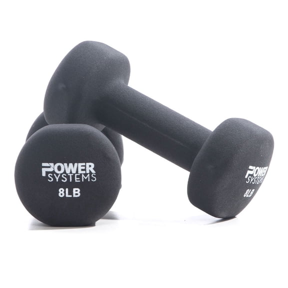 Power Systems 8 lbs Premium Neoprene Dumbbells Set, Pair of Hand Weights with Non-Slip Grip