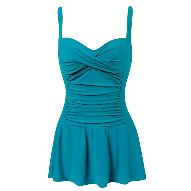 Joyaria Womens Full Coverage Retro Slimming One Piece Swimsuit with