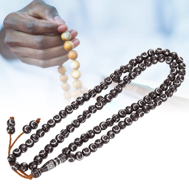 Cuentas De Oración Musulmana Con Luna Y Estrella, Rosario De Resina Para Adoración, 99 Cuentas, Dorado, Separación En Forma De Mihrab, Usable Como Collar