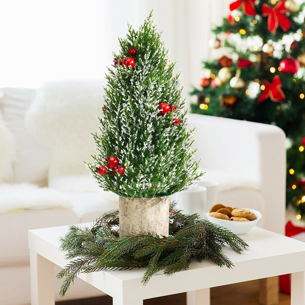 Kepooman 18.5" Snowy Tabletop Christmas Tree w/ 170 PE Branch Tips & Pulp Base