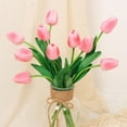 thumbnail image 3 of 15-Piece Artificial Tulip Flower Set Realistic Petal Texture Faux Floral Stems For Home Decor Accents Vase Arrangement And Wedding Bouquets,Purple, 3 of 5