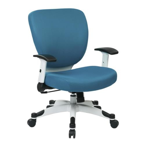 Managers Chair with Padded Mesh Seat and Back, Height Adjustable Flip Arms and Coated Nylon Base ColorBlue