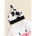 thumbnail image 5 of FEORJGP Toddler Baby Boys Girls 3Pcs Casual Outfits 0 3M 6M 12M 18M Infant Long Sleeve Rompers Cow Print Jumpsuits Crew Neck Bodysuits + Pants + Hat Sshion Cute Comfy Clothes for Spring Fall, 5 of 9