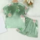 thumbnail image 4 of Odeerbi 1-8 Años Niñas Pijama de Verano de Satén Con Solapa de Muesca Camisas de Manga Corta Pantalones Conjunto de Pijama de Dos Piezas, 4 of 9