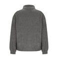 thumbnail image 4 of Womens Half Zip Fleece Pullover Long Sleeve Oversized Sherpa Sweatshirt Warm Zipper High Neck Fuzzy Sweater Tops (L, Gray), 4 of 7