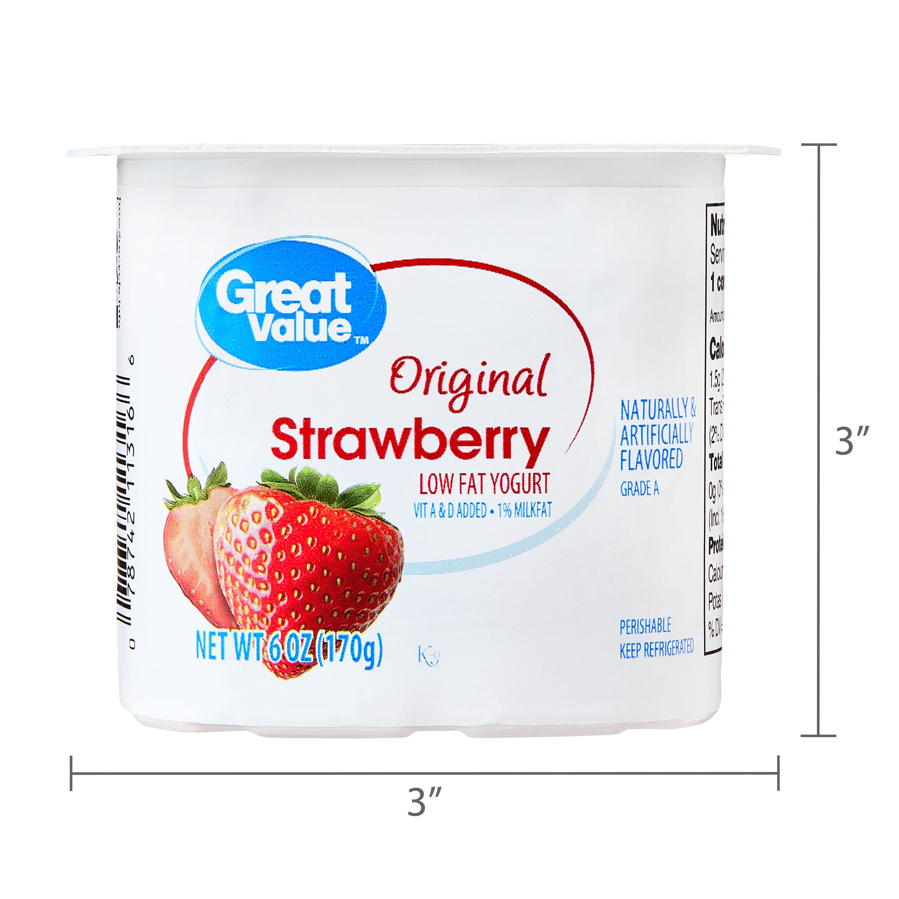 Great Value Original Strawberry Low-fat Yogurt, 6 oz