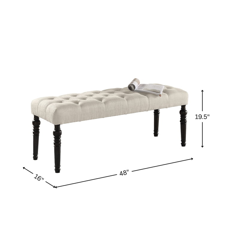 Roundhill Furniture Leviton Tufted Dining Bench, Tan photo 8