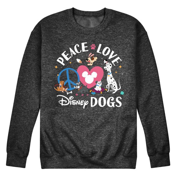 Disney Classics - Cats & Dogs - Peace Love Disney Dogs - Men's Crew Neck Fleece Pullover