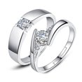 thumbnail image 1 of 2Pcs/set Men Women Couples Rings Wedding Party Couples rings Crystal Letters Cuff Ring Love Matching Jewelry, 1 of 9