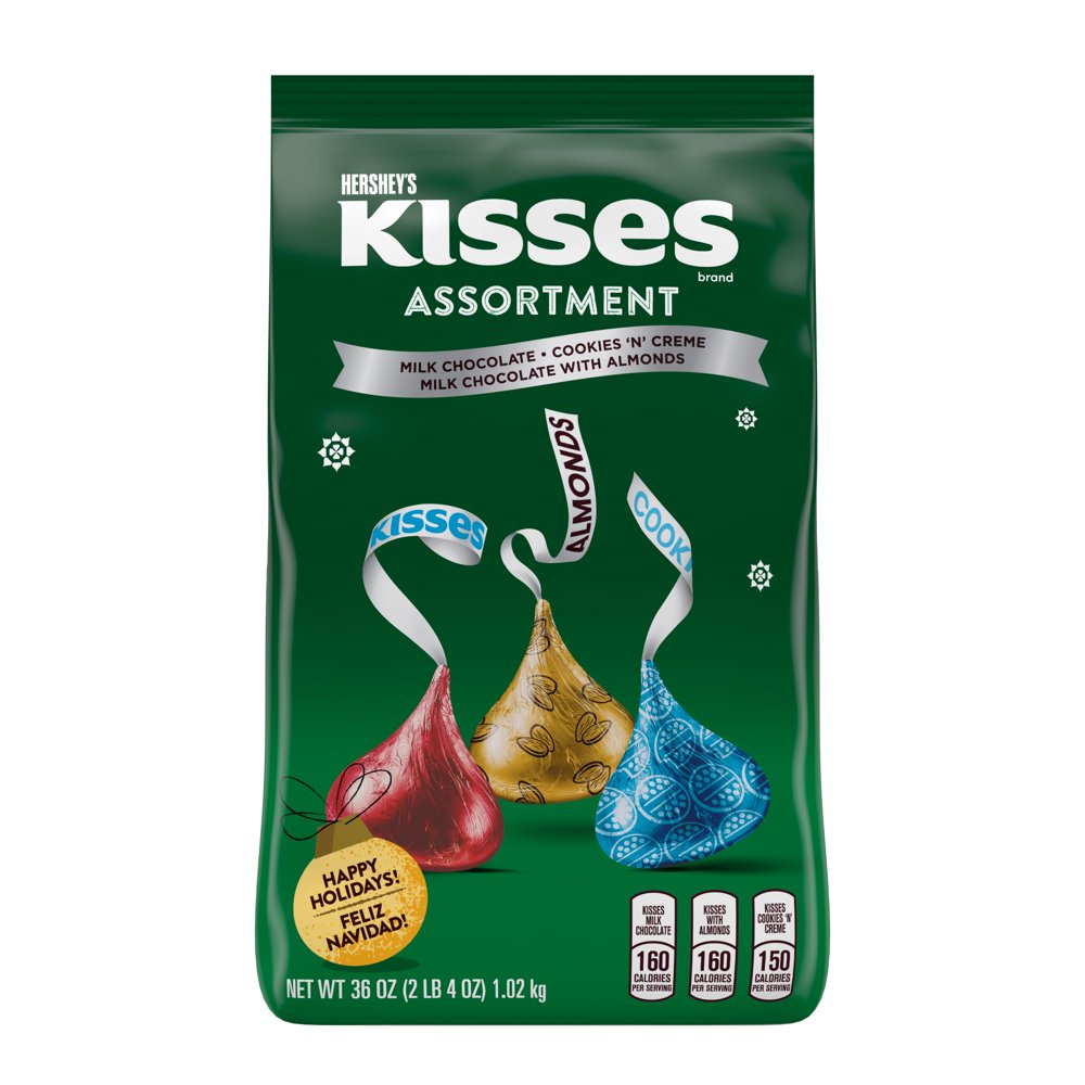 Hershey's Kisses Chocolate Holiday Assortment Candy Bag, 36 Oz.