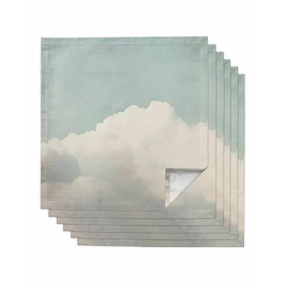 nqOlkjepod Blue Grey Cloudy Sky Cloth Napkins Set of 6 Reusable Dinner Napkins, Modern Vintage Nature Scenery Cocktail Napkin Washable Table Napkins for Wedding/Holiday Party/Baby Shower 20"x20"