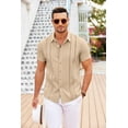thumbnail image 3 of COOFANDY Men's Cuban Guayabera Short Sleeve Button Down Shirt - Casual Summer Beach Linen Shirts, 3 of 7