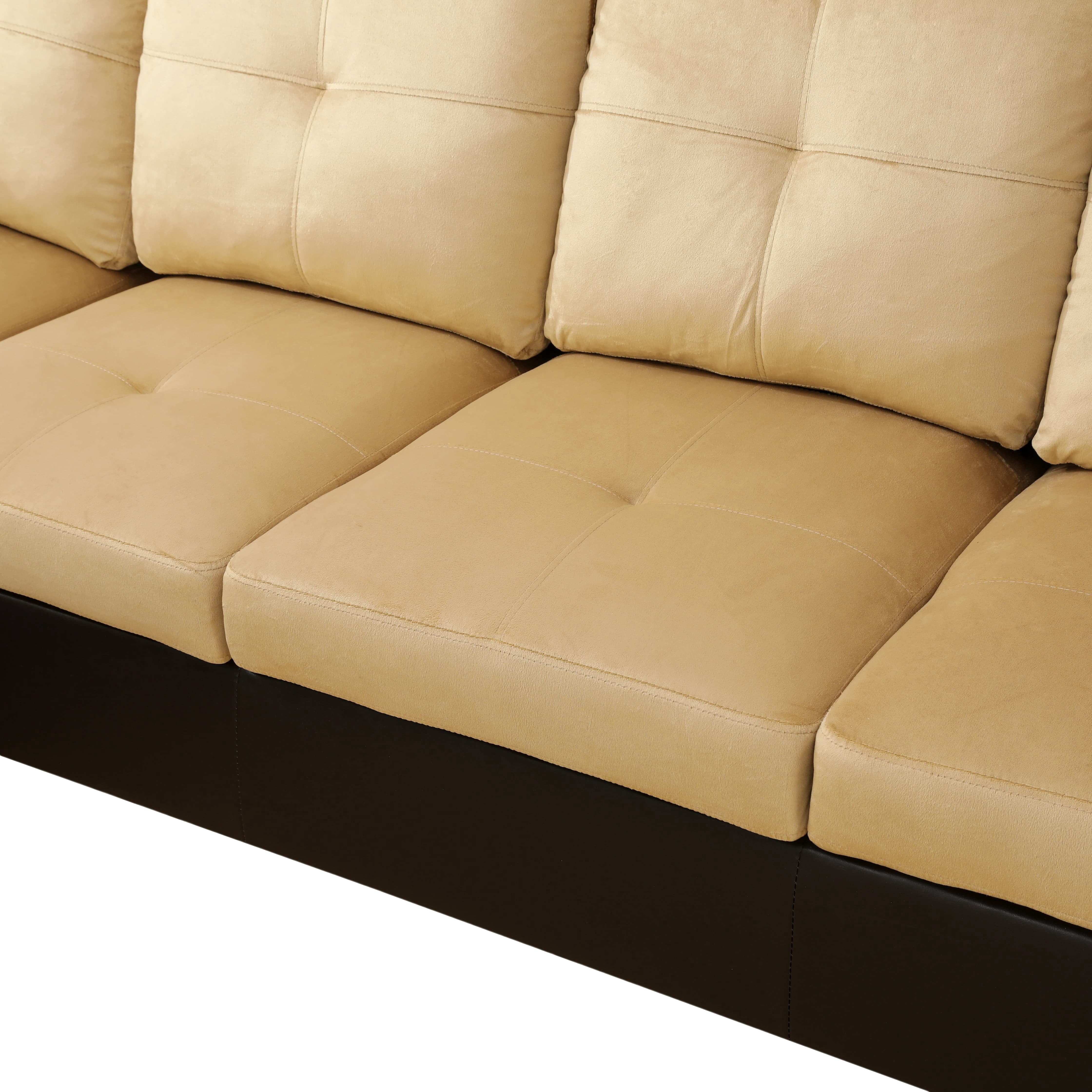 MAYEERTY Beige & Brown 3-Piece Lint & PVC Couch Warm Two-Tone Inviting Living Room