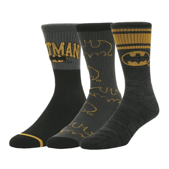 Batman Logo Play Mens Athletic Crew Socks 3 Pack