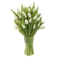 thumbnail image 2 of KaBloom Fresh Cut Flowers: 20 White Tulips With Greens with Vase, Fragrant, Gift for all occasions, 2 of 5