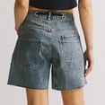 thumbnail image 2 of Shorts for Women Drawstring Bud Elastic Waist Slit Washed Denim Casual Street Shorts, 2 of 6