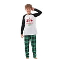 thumbnail image 3 of Christmas Family Matching Pajamas Se Long Sleeve Letter Print Raglan Tops + Plaid Pants Set, 3 of 7