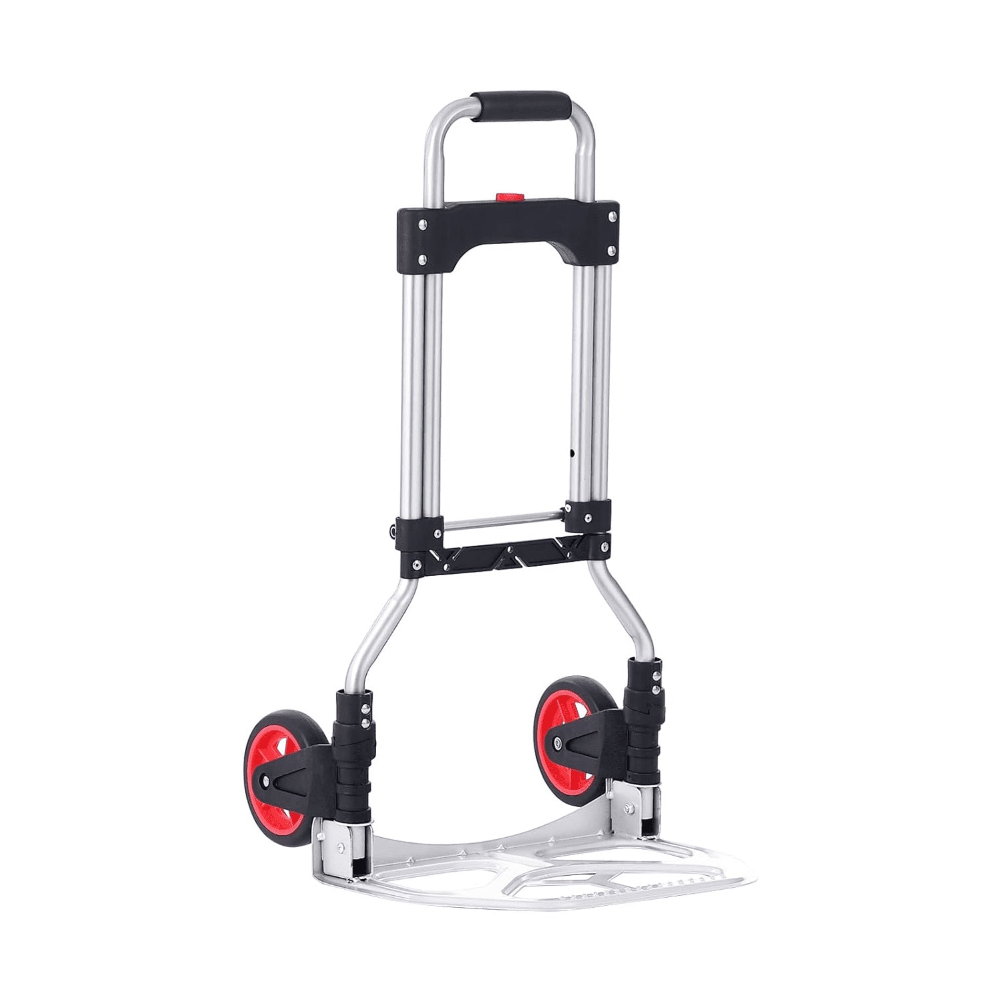 Folding Hand Truck and Dolly, Heavy-Duty Aluminum Foldable Cart with Telescoping Handle and PP+TPR Wheels, 176 lbs Capacity for Home, Office, Shopping, and Travel