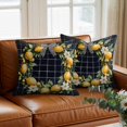 thumbnail image 3 of Spring Lemon Garland Throw Pillow Cover Watercolor Flowers Bow Black Plaid Cotton Linen Cushion Cover Throw Pillow Case with Invisible Zipper for Couch Sofa Bed Chair Car 24x24 Inch, 3 of 9