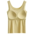 thumbnail image 6 of Padded Undershirts for Women Solid Color Scoop Neck Seamless Tank Top with Built-In Bra Soft Summer Everyday Cami Green 3XL, 6 of 9