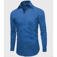 thumbnail image 2 of Men's Slim Fit Button Up Long Sleeve Solid Dress Shirt - Royal Blue - L (16-16.5) 32/33 sleeve, 2 of 5