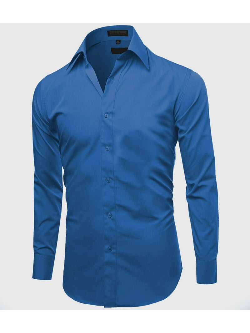 OmegaTux Men's Slim Fit Button Up Long Sleeve Solid Dress Shirt - Royal Blue - L (16-16.5) 32/33 sleeve, Size: Large (16-16 ) 32/33 OmegaTux Men's Slim Fit Button Up Long Sleeve Solid Dress Shirt - Royal Blue - L (16-16.5) 32/33 sleeve, Size: Large (16-16 ) 32/33