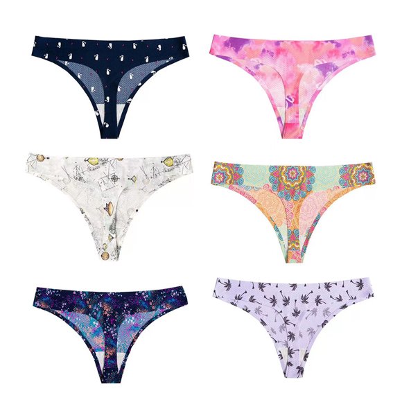 VONKY 6 Pieces/Set Sexy Thongs G-string Ladies Lap Dance Pole Dancer Erotic Cotton Underwear Panties Lingerie Clothing Type 1 S