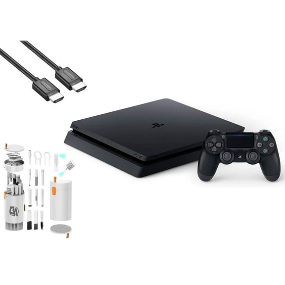Pre-Owned Sony 2215B PlayStation 4 Slim 500GB Gaming Console Black, HDMI Cable With BOLT AXTION Cleaning Kit Bundle