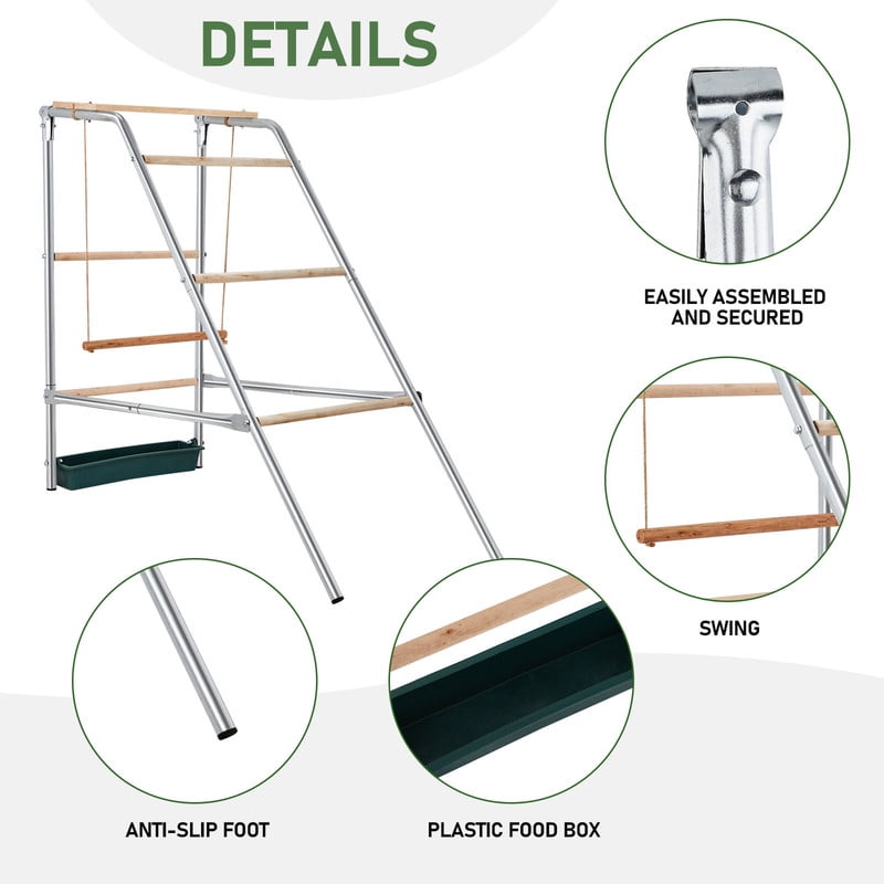 Chicken Coop Perches with Swing, Chicken Roosting Bars for Chickens in Coop, Free-Standing Chicken Run Accessories Toy, Easy to Clean, For Backyard Chicken Coops and Farms (42'' L x 19'' W x 39'' H)