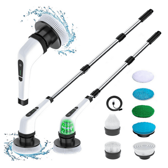 Electric Rechargeable Cordless Spin Scrubber 7 Head Car Cleaning Scrubtastic Mop