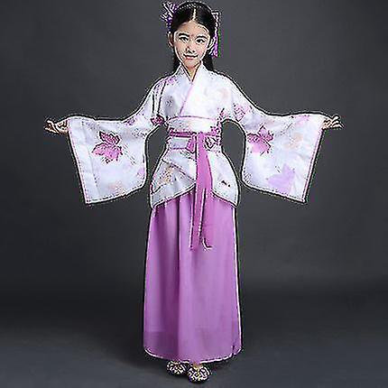 Traje de bata de seda chino gratis, Kimono para niñas y niños, abanico étnico Vintage tradicional de China, traje de baile de coro de estudiantes Hanfu