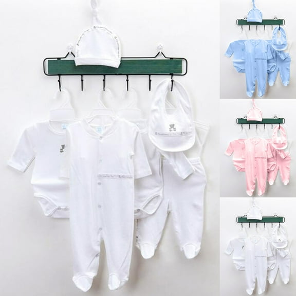 Ketyyh-chn99 Baby Girl Clothes 0-3 Months Baby Boy Bodysuit and Pant Set 2 Tops 2 Pants Hat Bib 6PCS Size for 0-9 Months,Light Blue