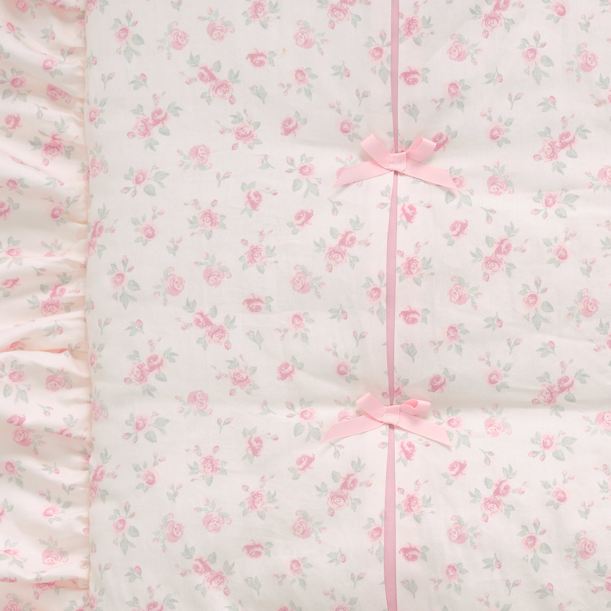 Lambs & Ivy Coquette Floral Pink Bows Aesthetic 3-Piece Baby Crib Bedding Set