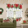 thumbnail image 3 of Christmas Poinsettia Curtain Valances Set Decoration, Suitable for Kitchen, Bedroom, 54lx18w Inch 27lx24w Inchx2, Xmas Elegant Holiday3-Panel Set, 3 of 7