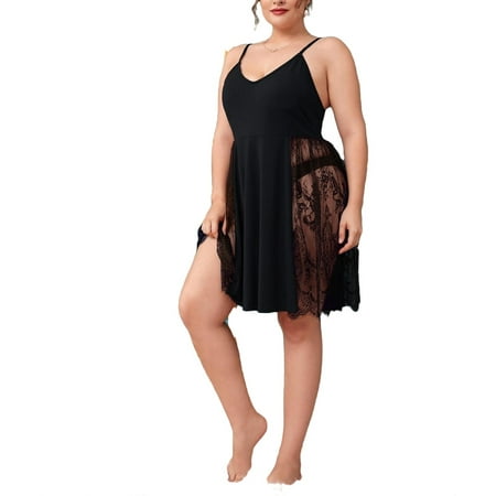 

Sexy Cami Strap Slip Dress Sleeveless Black Plus Size Nightgowns & Sleepshirts (Women s)