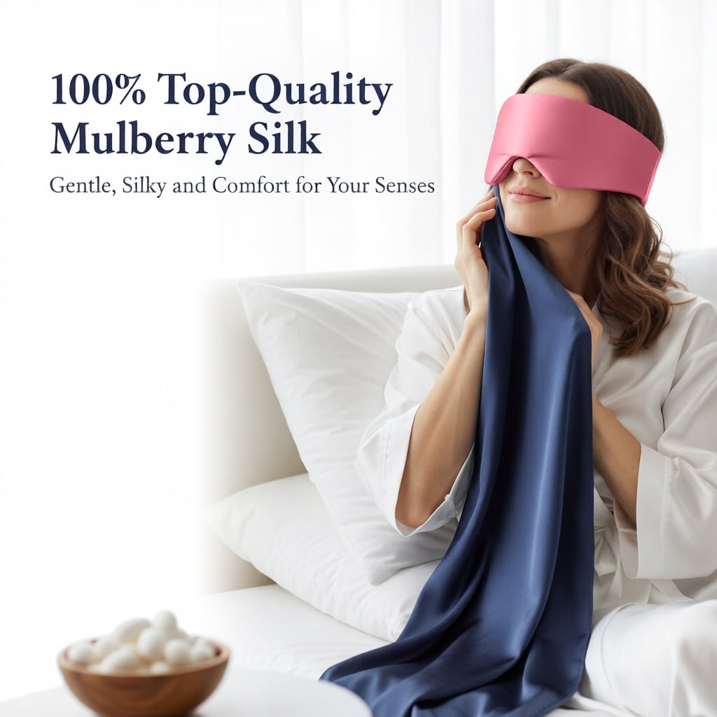 FACEMOON Silk Eye Mask, Adjustable Padded Wrap, Blackout Comfort