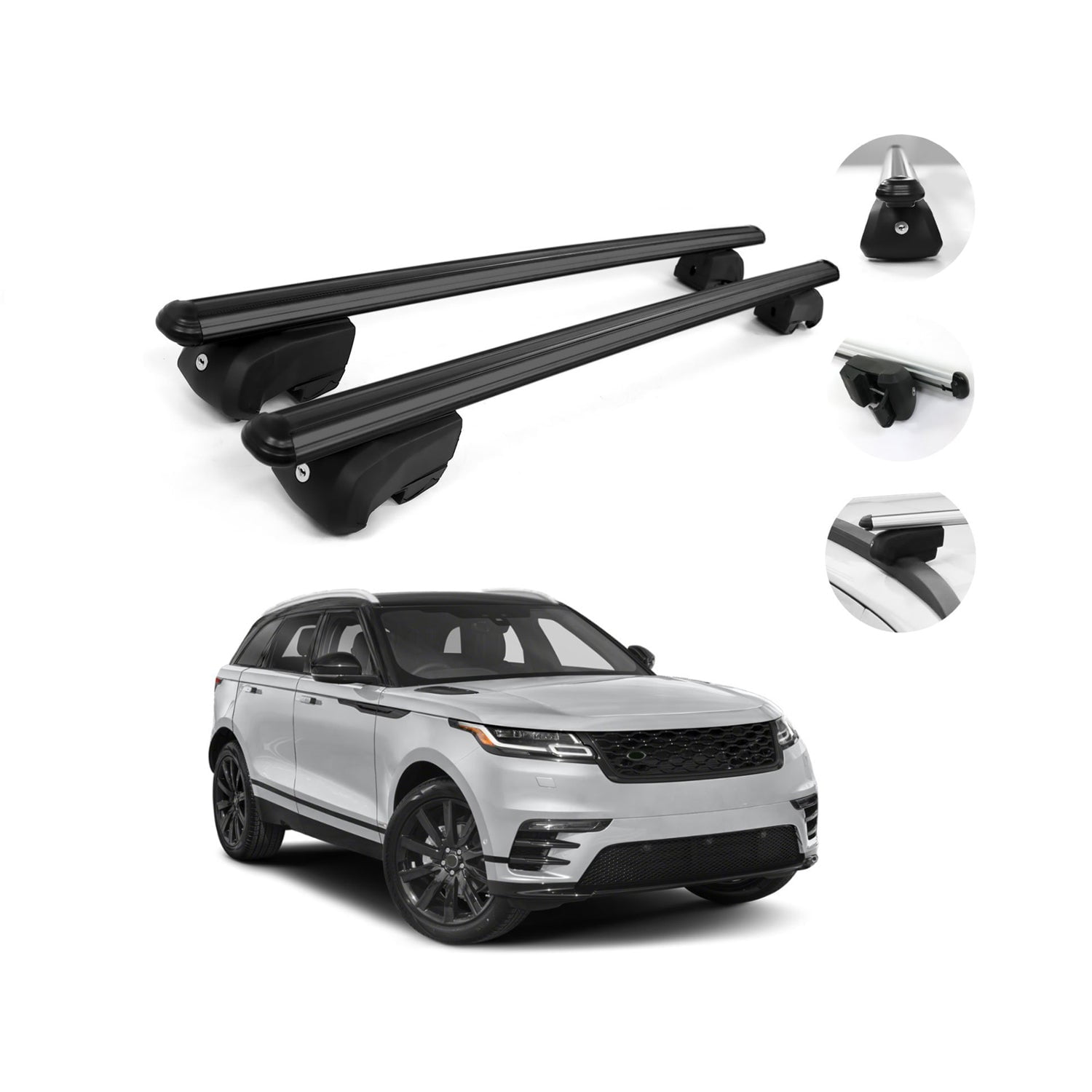 Black Roof Rail Rack Cross Bars Luggage Carrier Fits Range Rover Velar